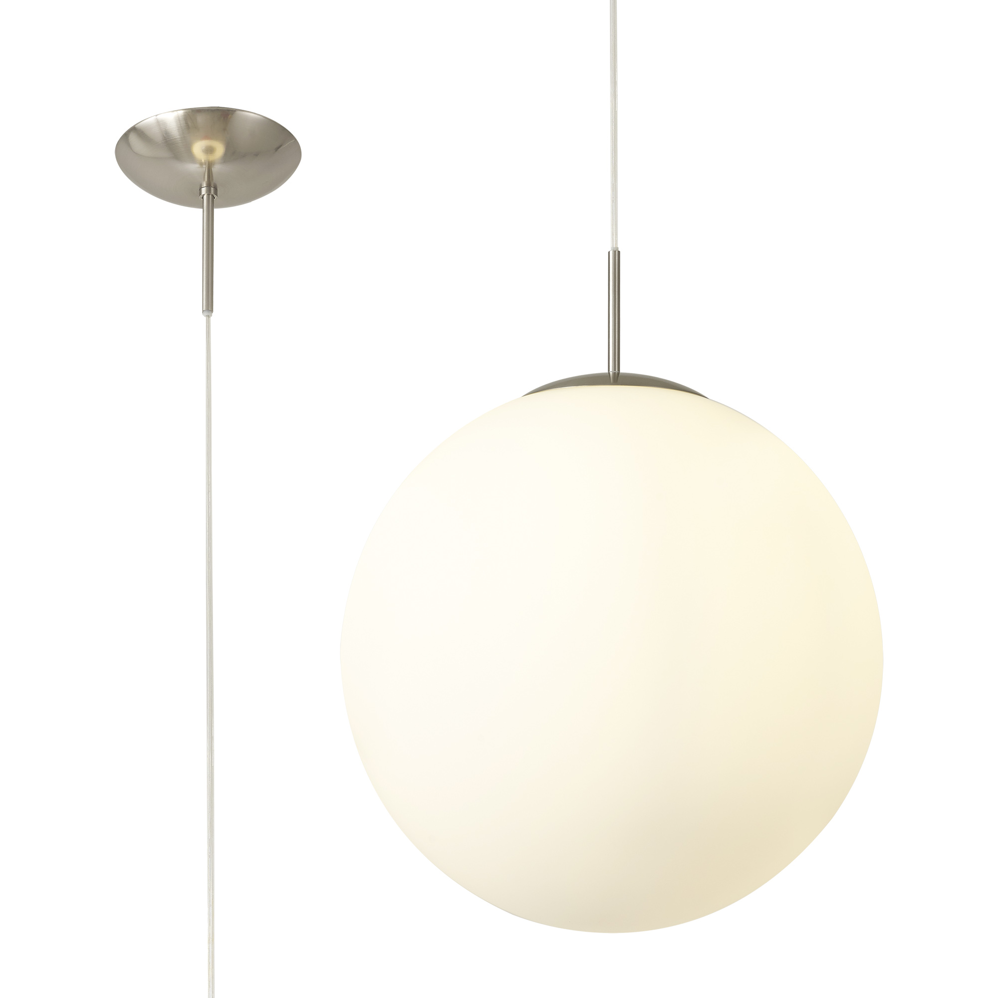 D0652  Miranda 40cm Glass Pendant 1 Light Satin Nickel